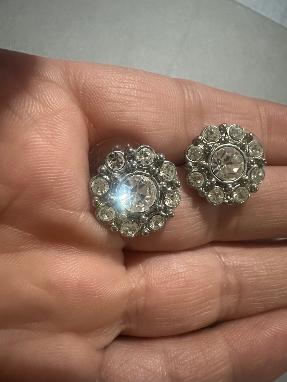Crystal Halo Button-Style Stud Earrings